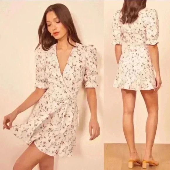 NWT Reformation Carmelo Dress Gabrielle Floral Mini Linen - Picture 9 of 9